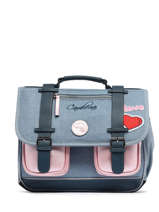 Boekentas 2 Compartimenten Cameleon Blauw vintage fantasy PBVGCA35