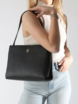 Schoudertas Th Legacy Gerecycleerd Polyester Tommy hilfiger Zwart th legacy AW17173-vue-porte