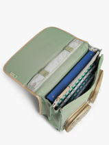 Boekentas Voor Kinderen 2 Compartimenten Cameleon Groen vintage fantasy CA38-vue-porte