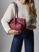 Schoudertas Caviar Leder Milano Rood caviar CA25062-vue-porte