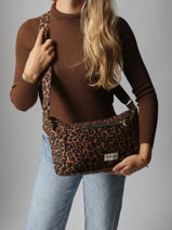 Cross Body Tas Mini Charlot Gerecycleerd Katoen Rivedroite Bruin wild tribe MCHARWIL-vue-porte
