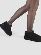 Boots Classic Ultra Mini Uit Leder Ugg Zwart women - 01116109-vue-porte