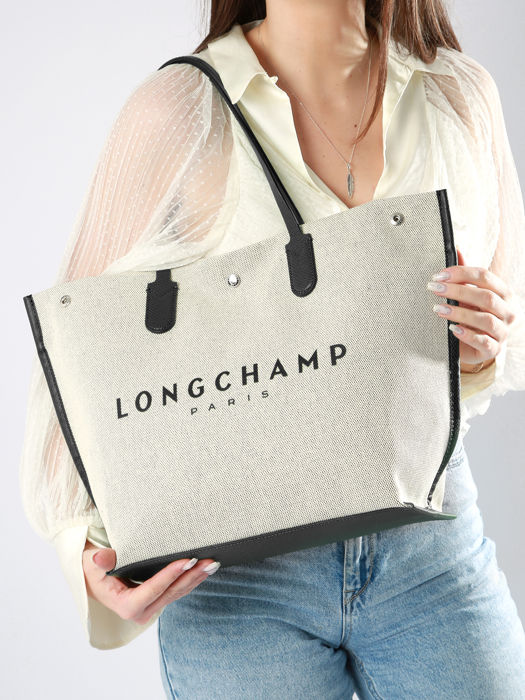 Longchamp Essential toile Schoudertas Wit