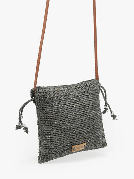 Cross Body Tas L'atelier Du Crochet Raphia Le voyage en panier Grijs l'atelier du crochet AM773 ander zicht 2