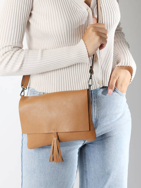 Cross Body Tas Caviar Leder Milano Bruin caviar CA22112 ander zicht 1