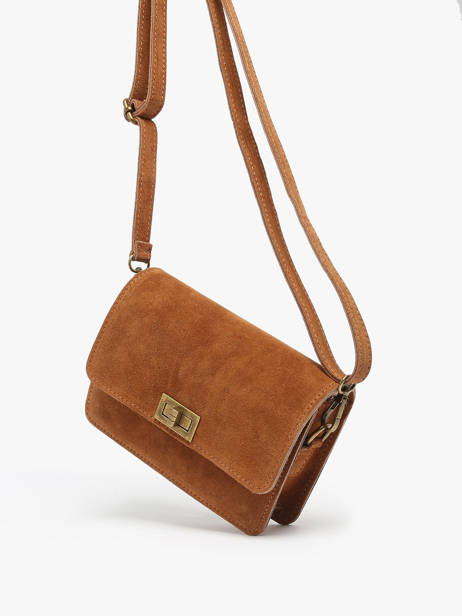 Cross Body Tas Velvet Leder Milano Bruin velvet VE24115 ander zicht 2