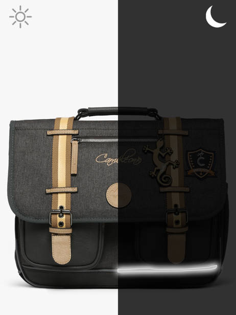 Boekentas Kinderen 3 Compartimenten Cameleon Grijs vintage urban CA41 ander zicht 8