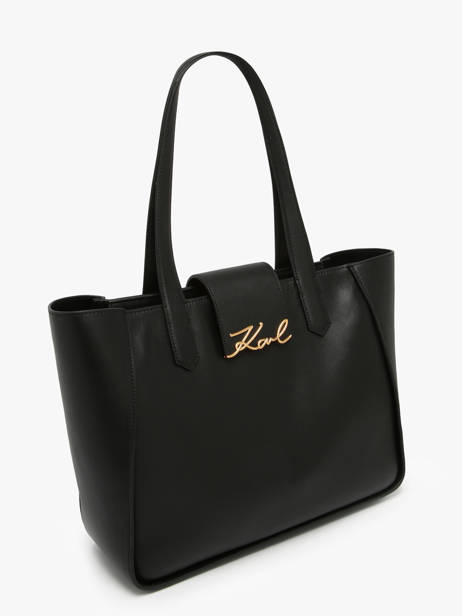 Schoudertas K Signature Leder Karl lagerfeld Zwart k signature A3W30133 ander zicht 2