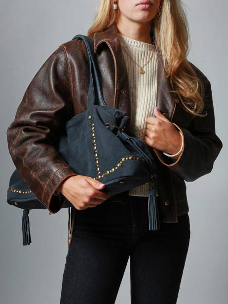 Schoudertas Houston Leder Basilic pepper Blauw houston BHOU80 ander zicht 1