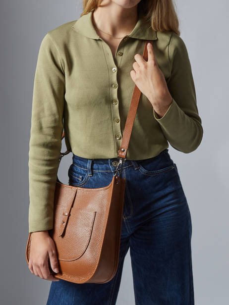 Cross Body Tas Caviar Leder Milano Bruin caviar CA25068 ander zicht 1