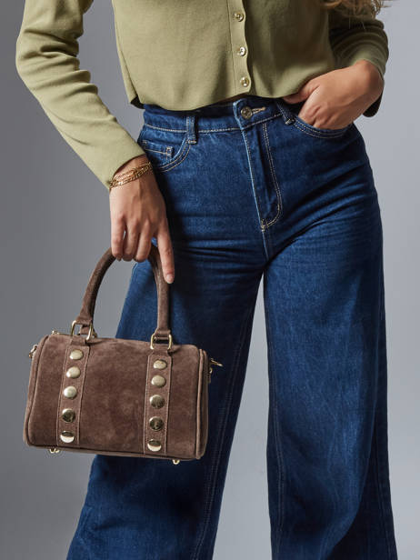 Handtassen Velvet Leder Milano Bruin velvet VE25066 ander zicht 1