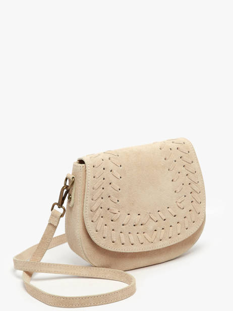 Cross Body Tas Velvet Leder Milano Beige velvet VE25062 ander zicht 2