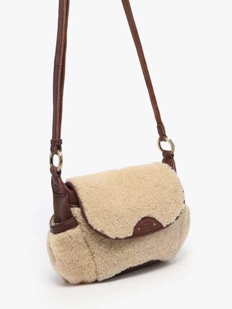 Cross Body Tas Vintage Leder Mila louise Beige vintage 35231TC ander zicht 2