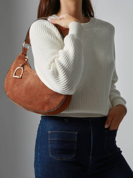 Schoudertas Altesse Suede Leder Etrier Bruin altesse suede EASU017M ander zicht 1