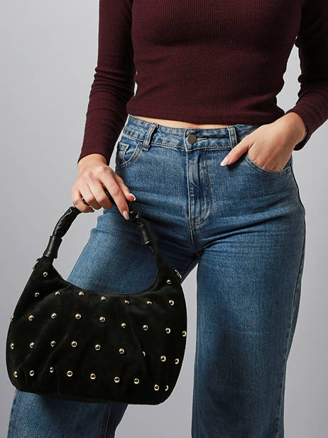 Schoudertas Velvet Studs Milano Zwart velvet studs VS25094 ander zicht 1