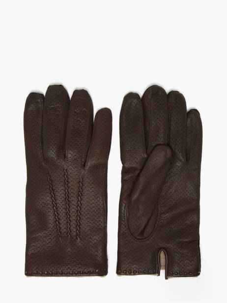 Herenhandschoenen Leder Met Wollen Voering Omega Bruin men gloves L