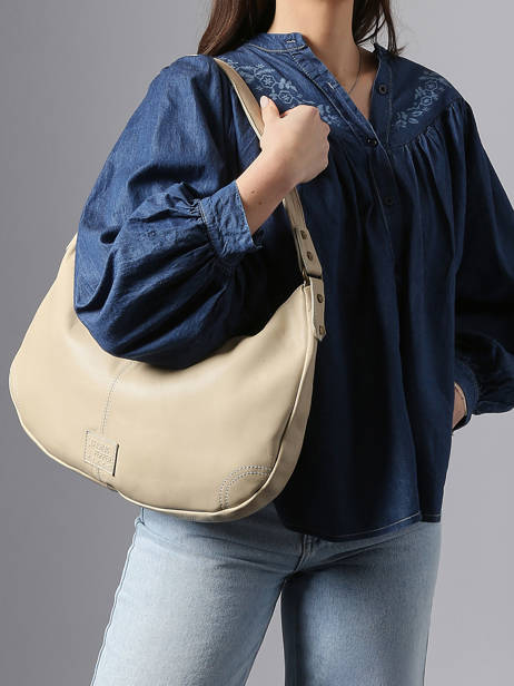 Schoudertas Seam Leder Basilic pepper Beige seam BSEA04 ander zicht 1