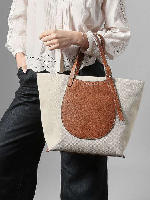 Longchamp Le foulonné toile Schoudertas Bruin