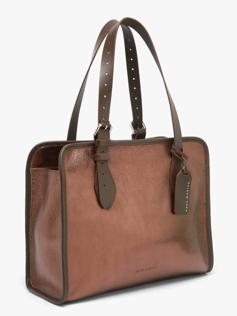 Schoudertas Vintage Leder Paul marius Bruin vintage CABAS ander zicht 2