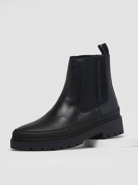 Chelsea Boots Combat Mid Uit Leder Calvin klein jeans Zwart men 545BDS ander zicht 1